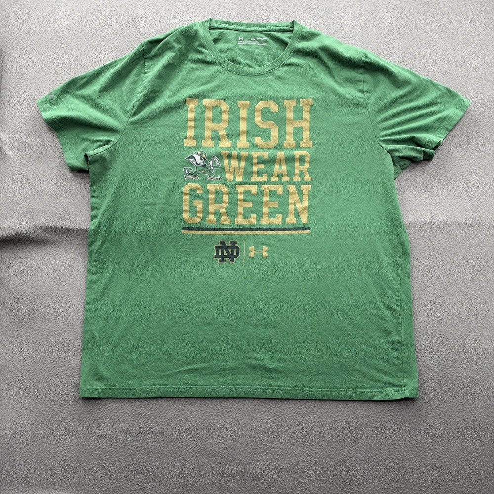 Notre Dame Fighting Irish Shirt Mens 2XL Green NCAA Football Under Armour Tee